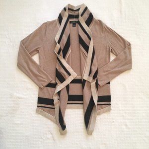 August Silk Waterfall Cardigan Tan Black Medium
